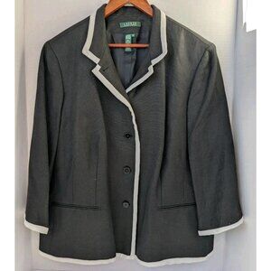 Ralph Lauren Women's Black 100% Linen Blazer Jacket Sz 20 Elegant Classic XXL